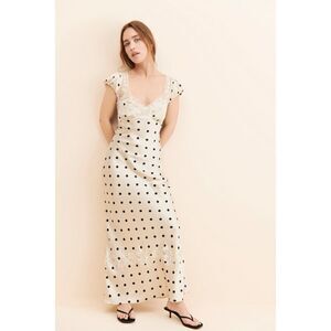 Free People Ivory and Black Dot Midi Dress